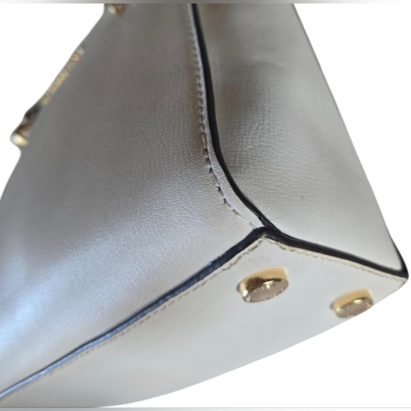 Michael Kors Ellis Small White Leather Satchel/Crossbody with Gold Accents - Picture 9 of 16
